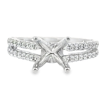 18K White Gold Split Shank Diamond Semi-Mount Ring (.45ct)