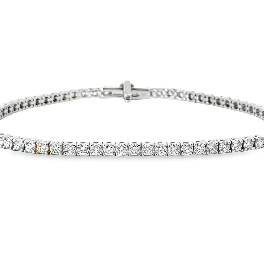 14kt White Gold 7" Lab-Grown Round Diamond Tennis Bracelet (3.09ct)