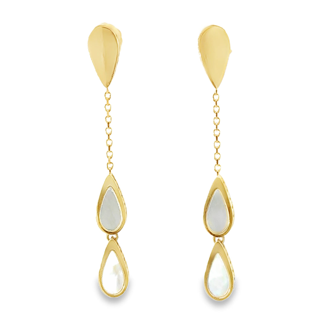 18kt Yellow Gold and Mother of Pearl Teardrop Earrings (3.35g)