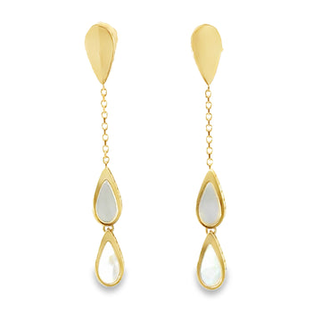 18kt Yellow Gold and Mother of Pearl Teardrop Earrings (3.35g)