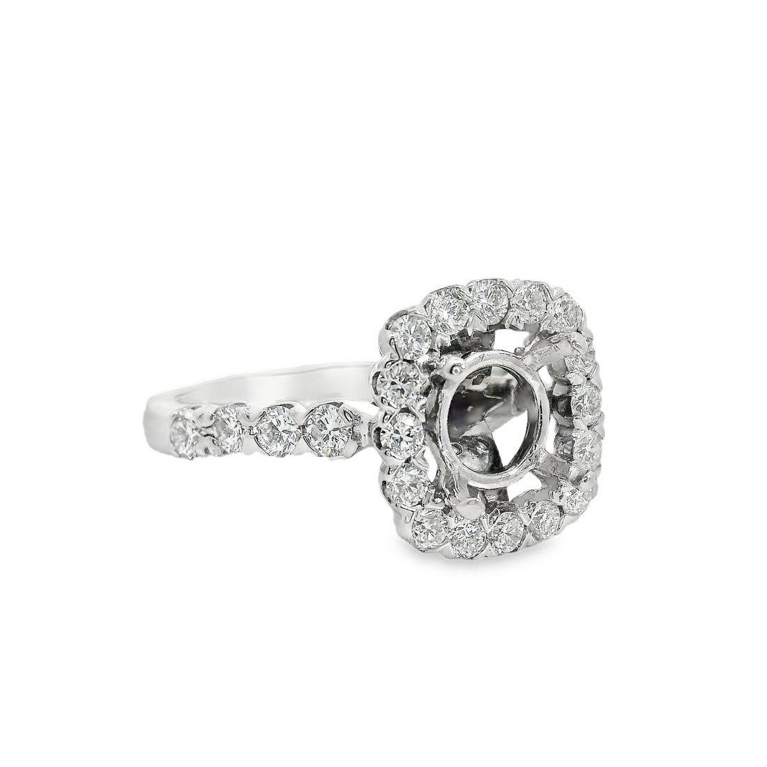 18kt White Gold Halo Natural Diamonds Semi-Mount Ring (0.95ct)