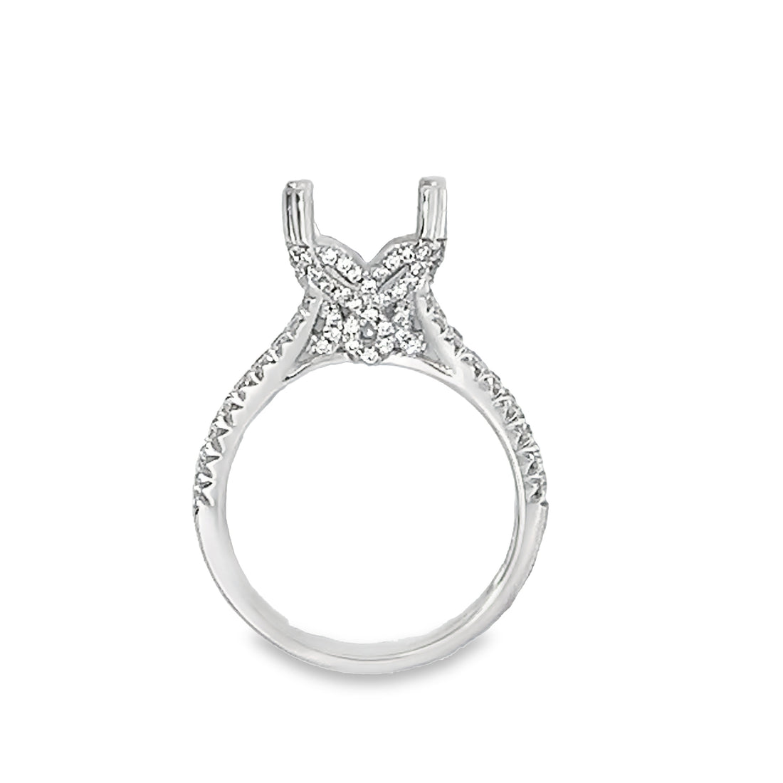 18K White Gold Natural Round Diamond Split Shank Semi-Mount Engagement Ring (.73ct)