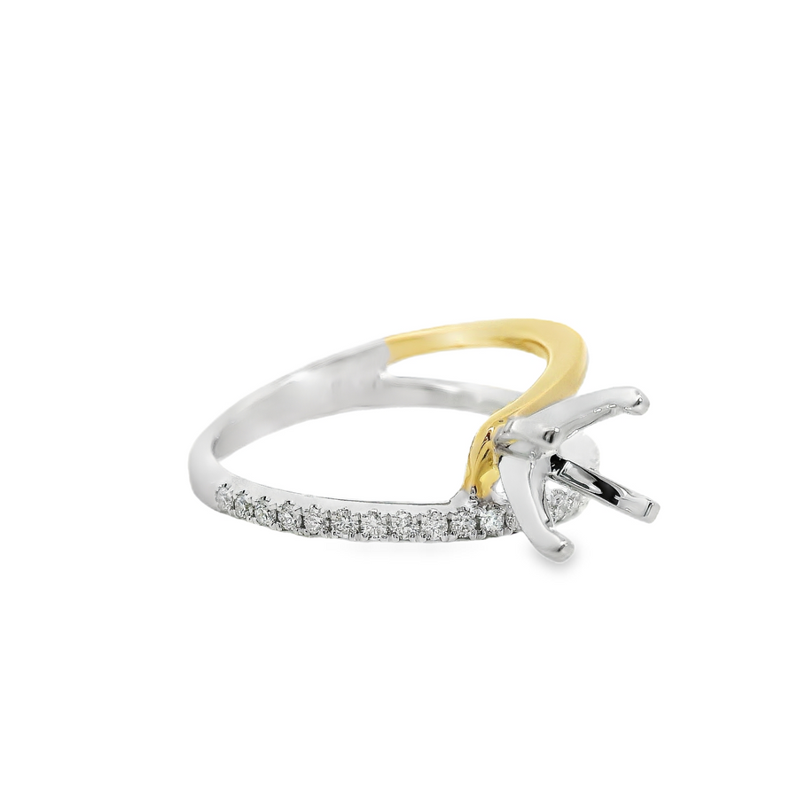 18kt Two-Tone Natural Round Diamond Semi-Mount Ring (.19ct)