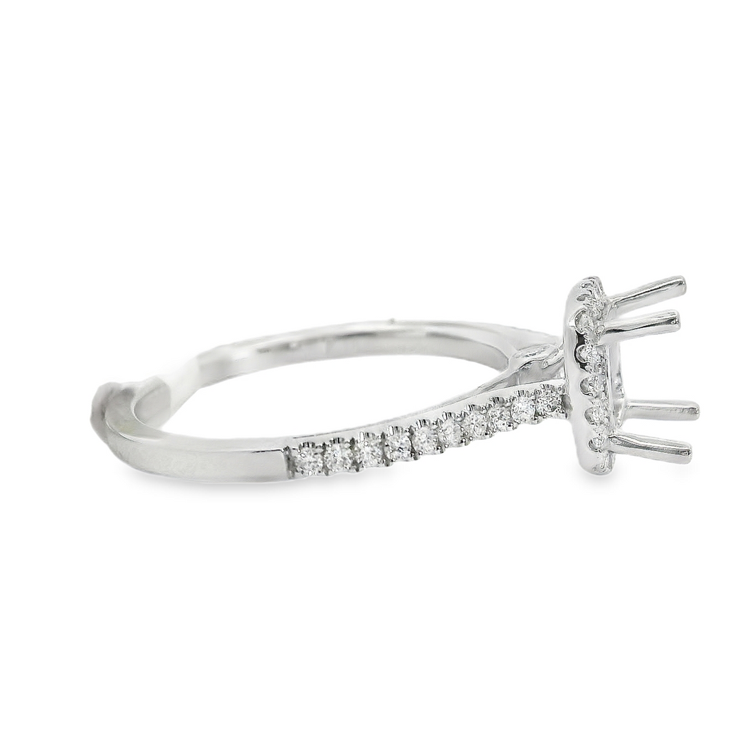 18kt White Gold Full-Cut Diamond Halo Semi-Mount Ring (.27ct)