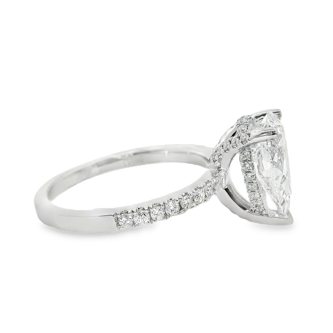 18kt White Gold Lab-Grown Pear & Natural Round Diamonds Engagement Ring (2.43ct)