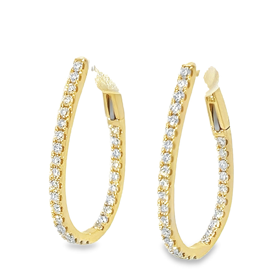 18kt Yellow Gold Natural Diamonds Large Hoop Earrings (0.94ct)