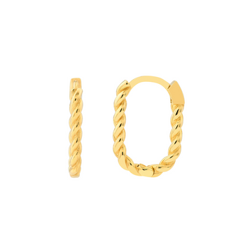 14kt Yellow Gold Oval Twist Hoop Earrings (1.89g)