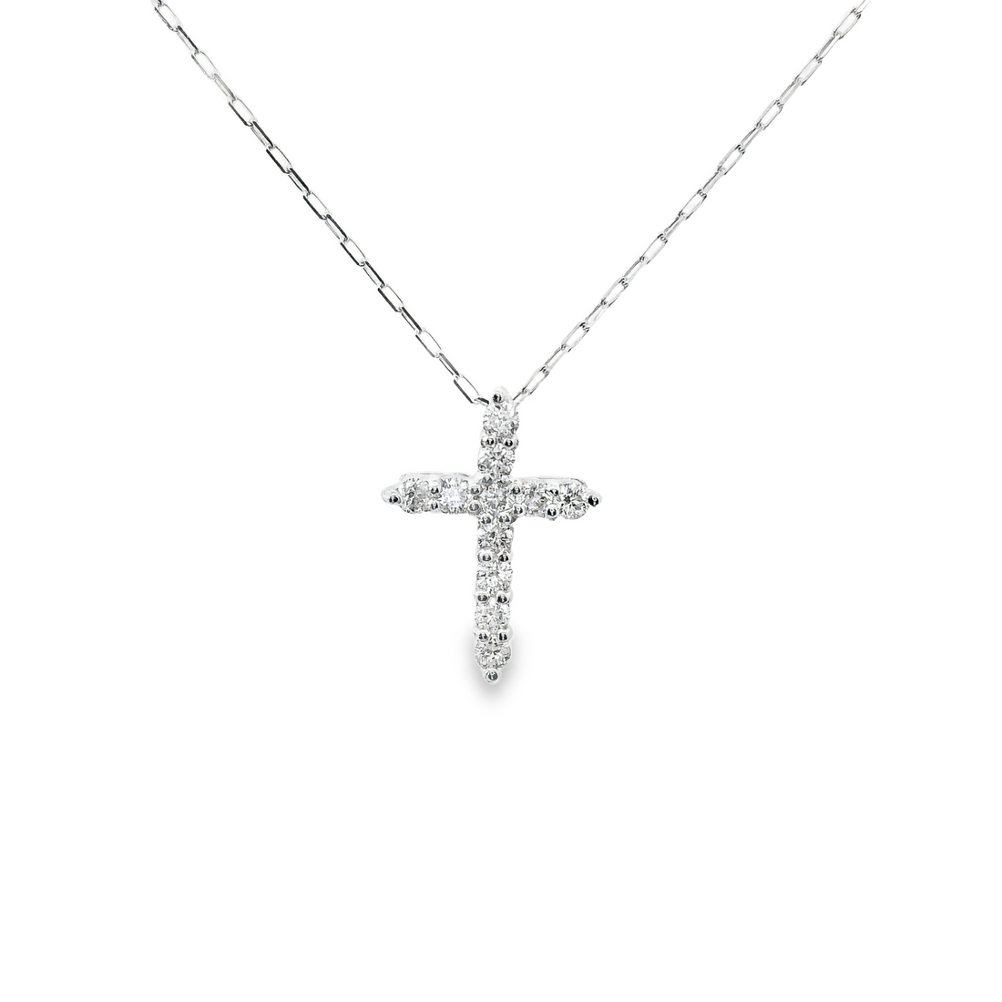 18kt White Gold Natural Diamond Cross Pendant (0.09ct)