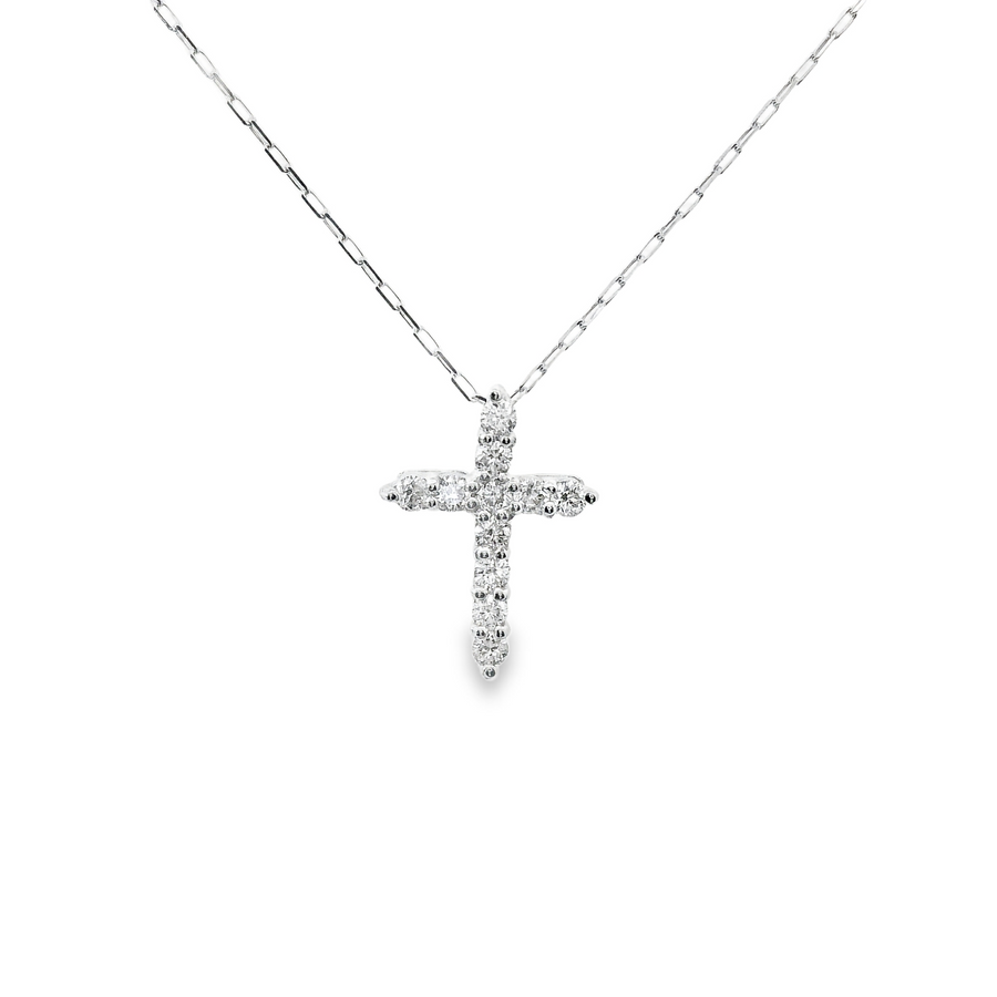 18kt White Gold Natural Diamond Cross Pendant (0.09ct)