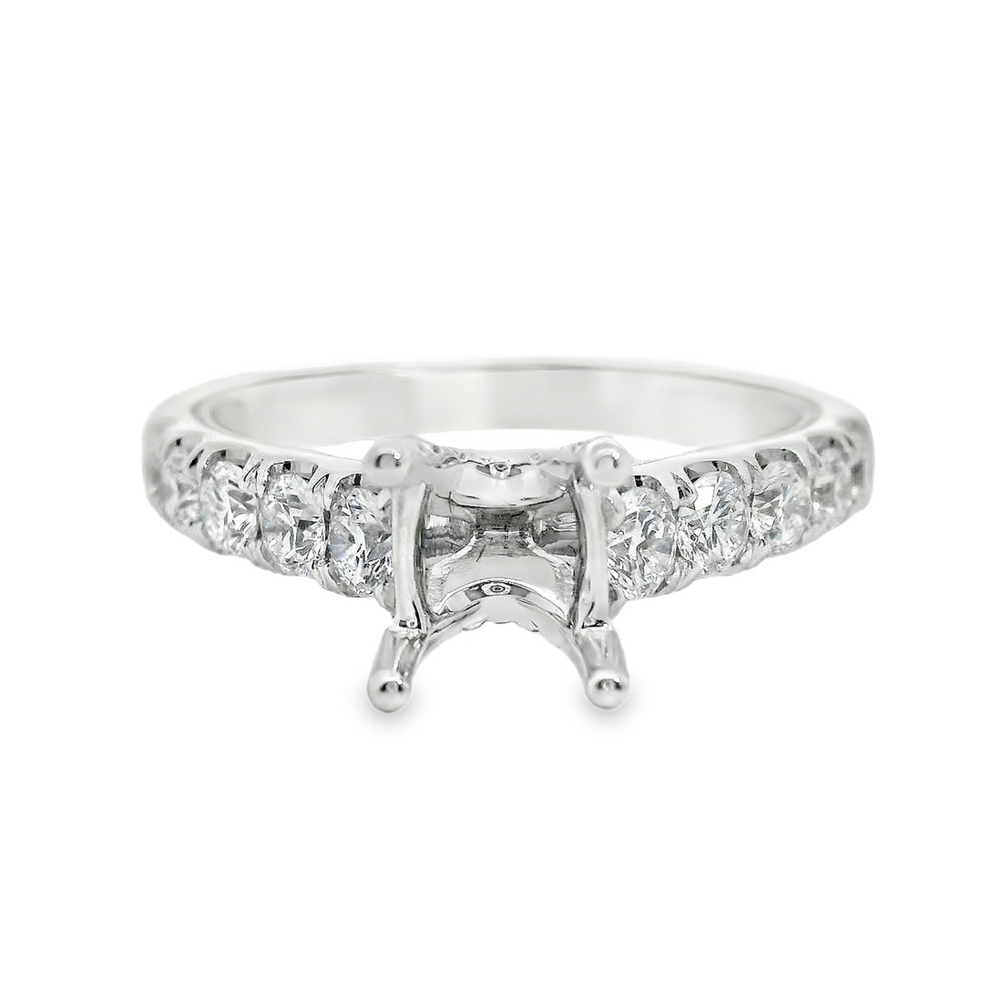18kt White Gold Natural Full-Cut Diamond Semi-Mount Ring (.76ct)