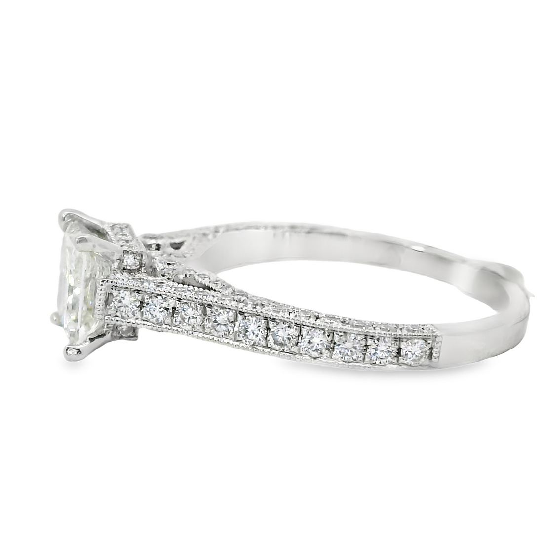 18kt White Gold Natural Princess Cut Diamond Engagement Ring (1.73ct)