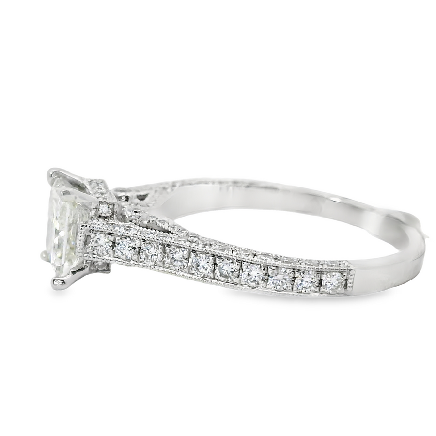 18kt White Gold Natural Princess Cut Diamond Engagement Ring (1.73ct)