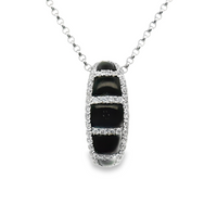 18kt Yellow Gold Natural Round Diamond (.35ct) and Natural Black Agate (.71ct) Pendant