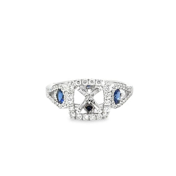 18kt White Gold Halo Natural Diamonds Semi-Mount Ring (1.03ct)