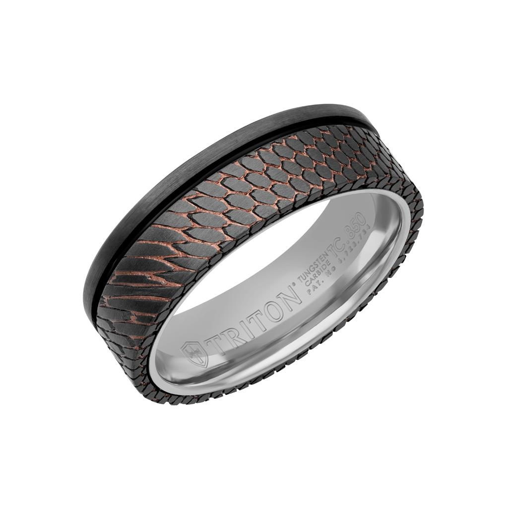 Triton Superconductor White and Black Tungsten 7mm Ring