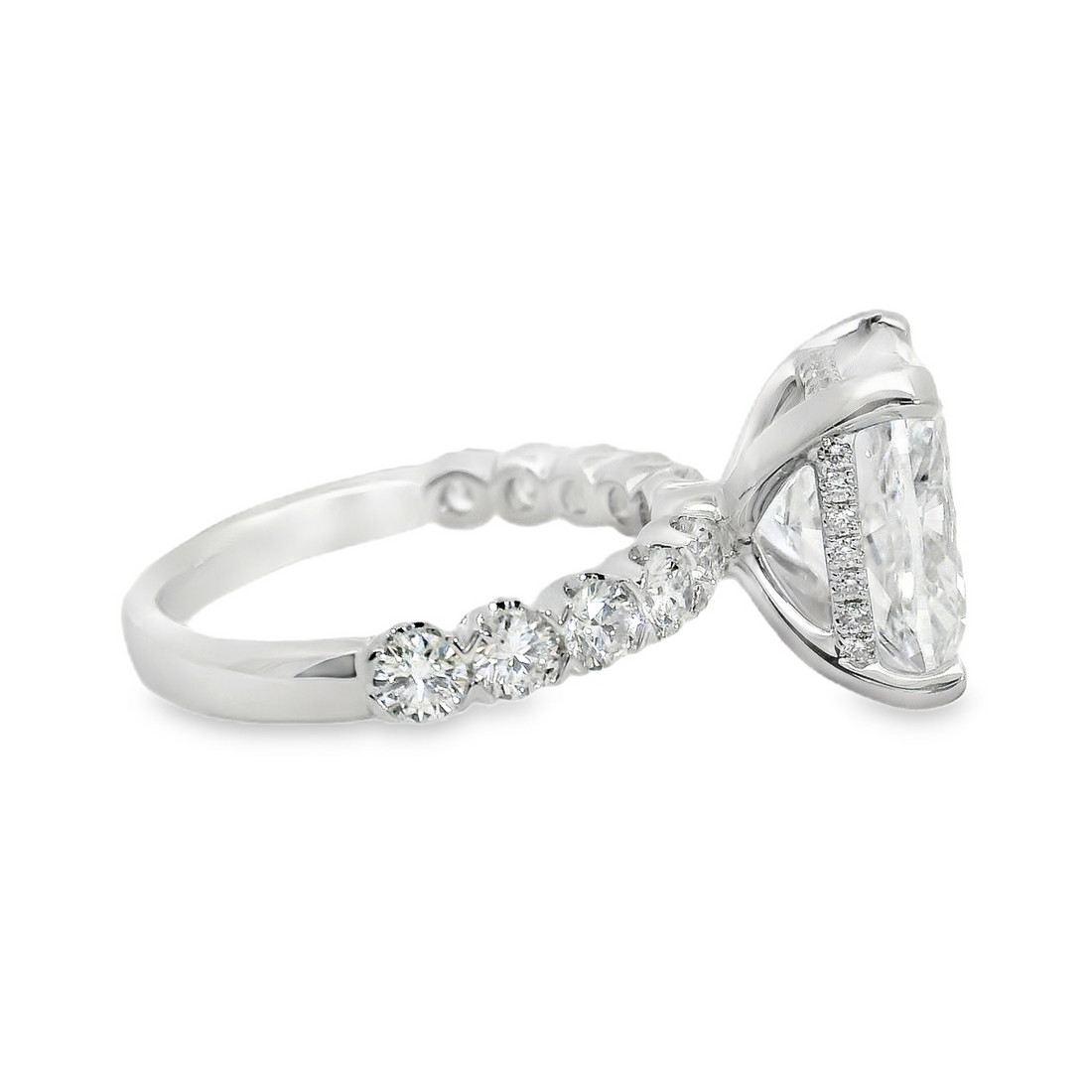 18kt White Gold Lab-Grown Round and Natural Round Diamond Engagement Ring (2.76ct)