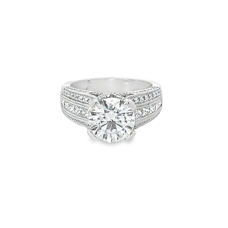 18K White Gold Lab-Grown Round Diamond Engagement Ring (3.77ct)