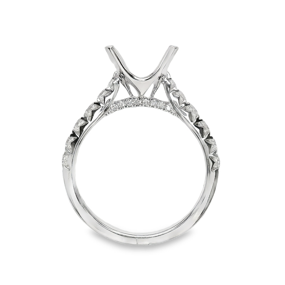 18kt White Gold Natural Round Diamond Semi-Mount Ring (.61ct)