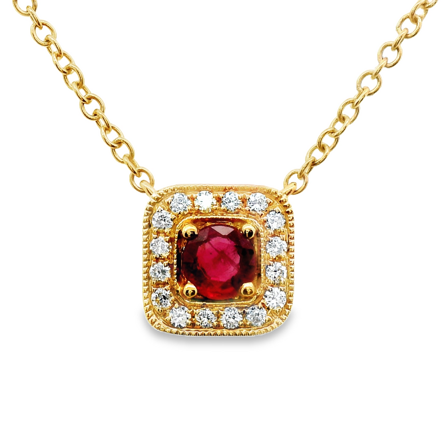 18kt Rosé Gold Natural Ruby And Natural Diamonds Pendant (0.44ct)