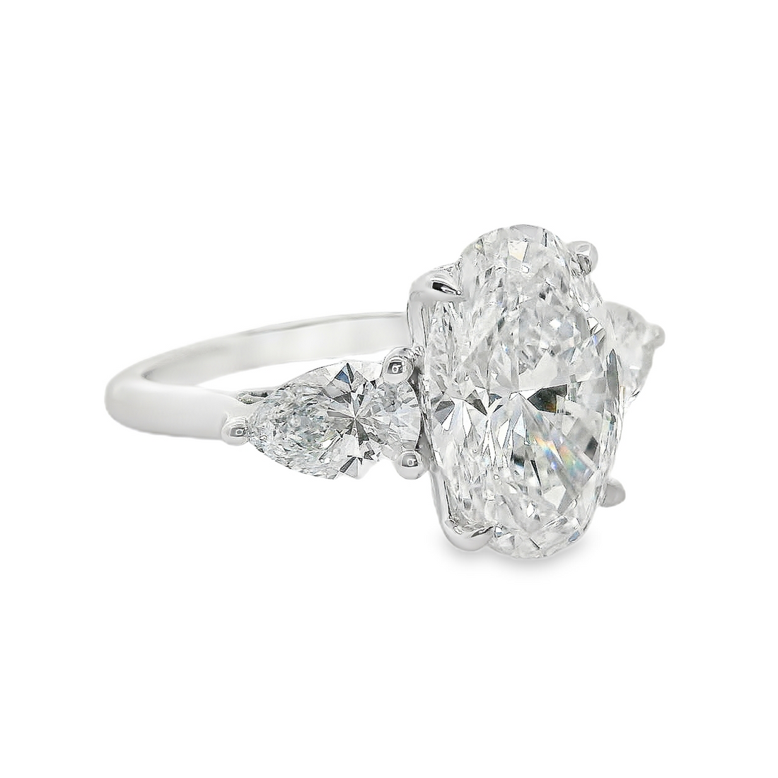 14kt White Gold Lab-Grown Oval and Pear Diamond Engagement Ring (5.00ct)