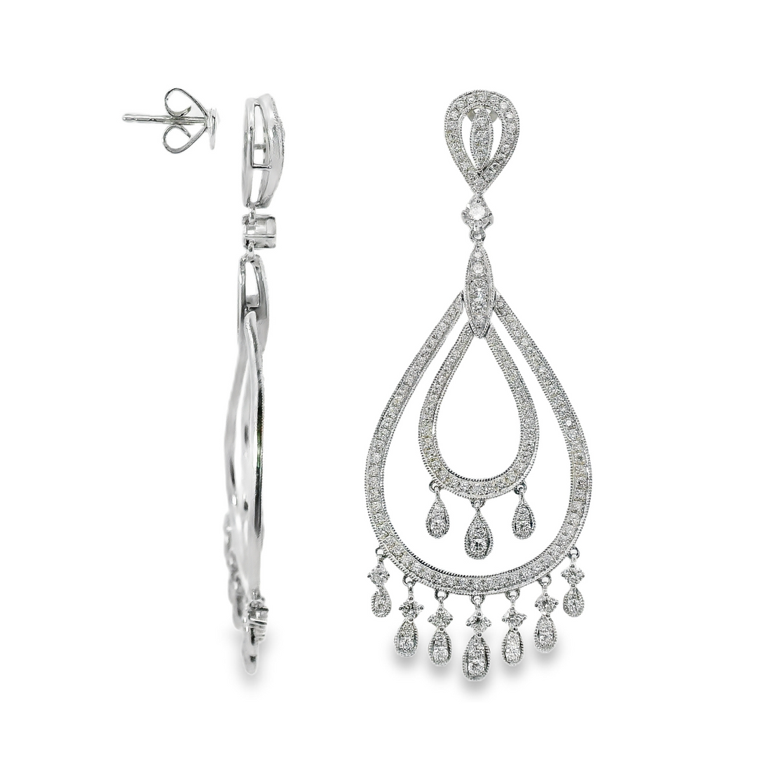18kt Yellow Gold Natural Diamonds Chandelier Dangle Earrings (2.15ct)