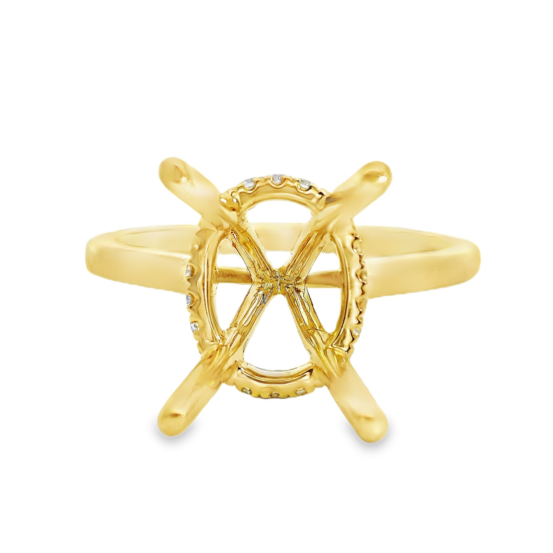 18kt Yellow Gold Natural Round Diamond Semi-Mount Ring (.13ct)