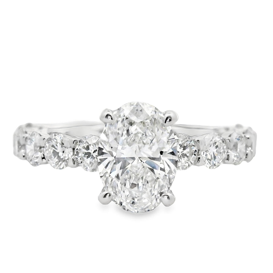 18kt White Gold Natural Oval Brilliant Diamond Engagement Ring (3.04ct)