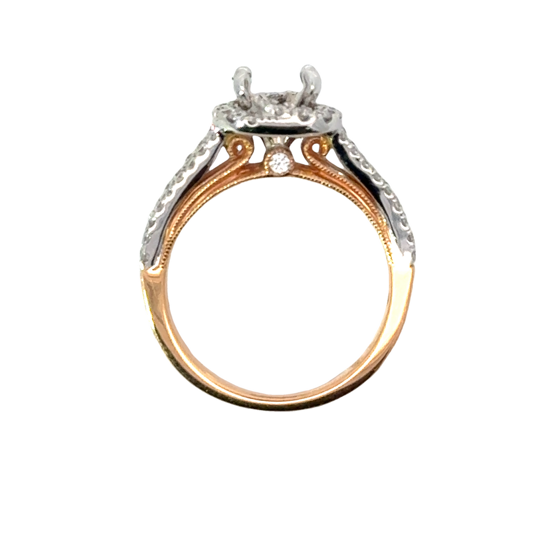 18kt Tu-Tone Gold Halo Natural Diamonds Semi-Mount Ring (0.51ct)