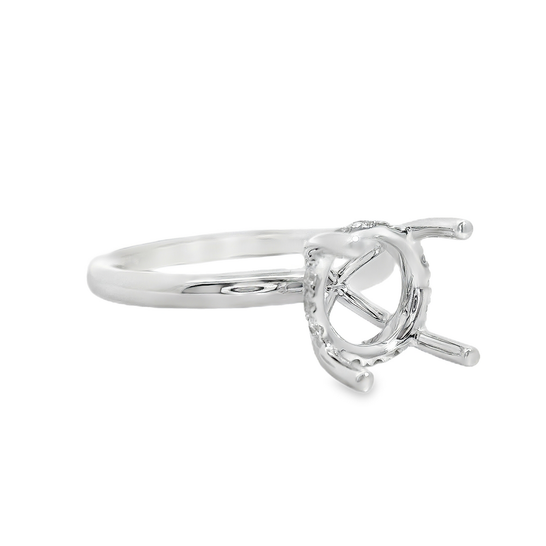 18kt White Gold Natural Round Diamond Semi-Mount Ring (.11ct)