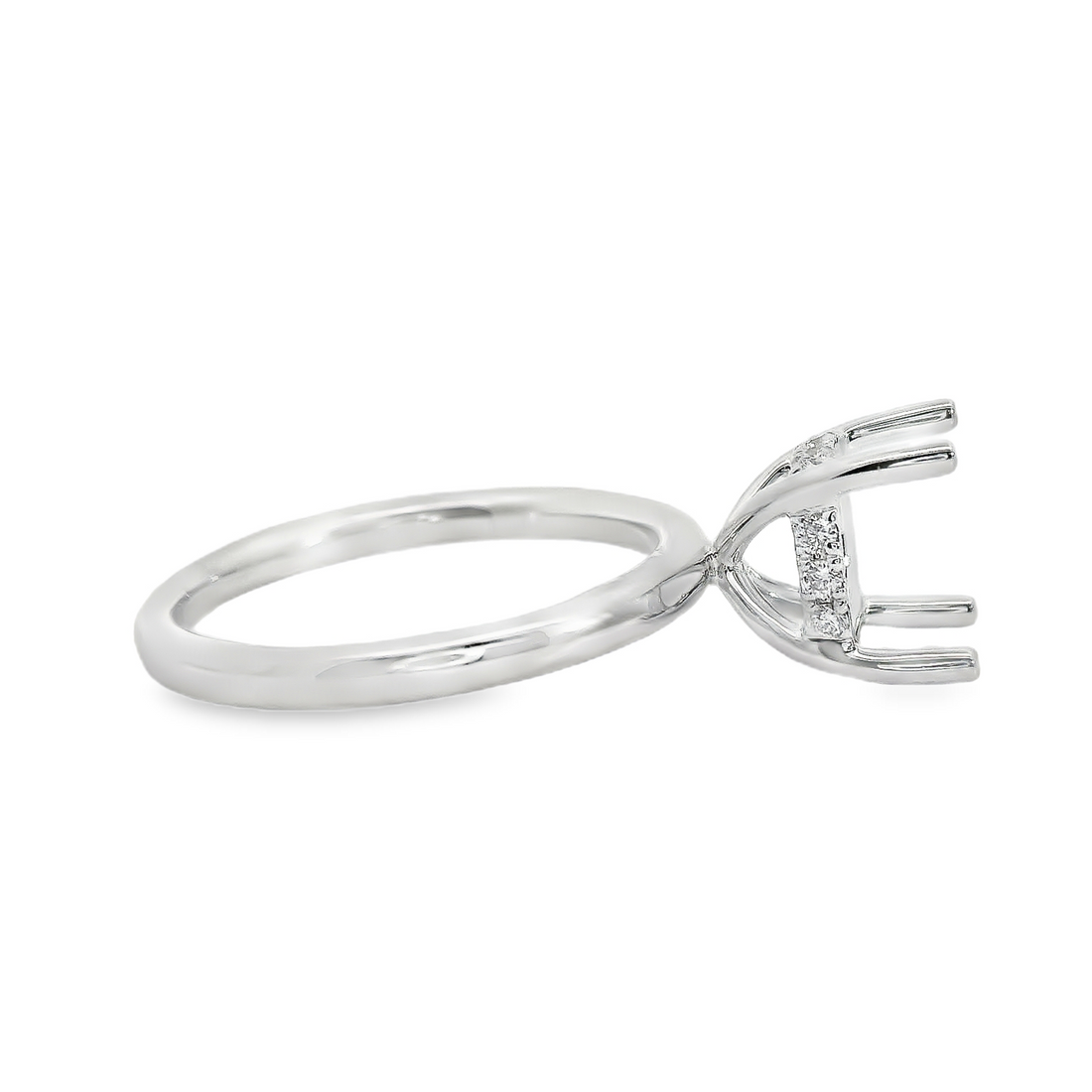 18kt White Gold Natural Round Diamond Semi-Mount Ring (.11ct)