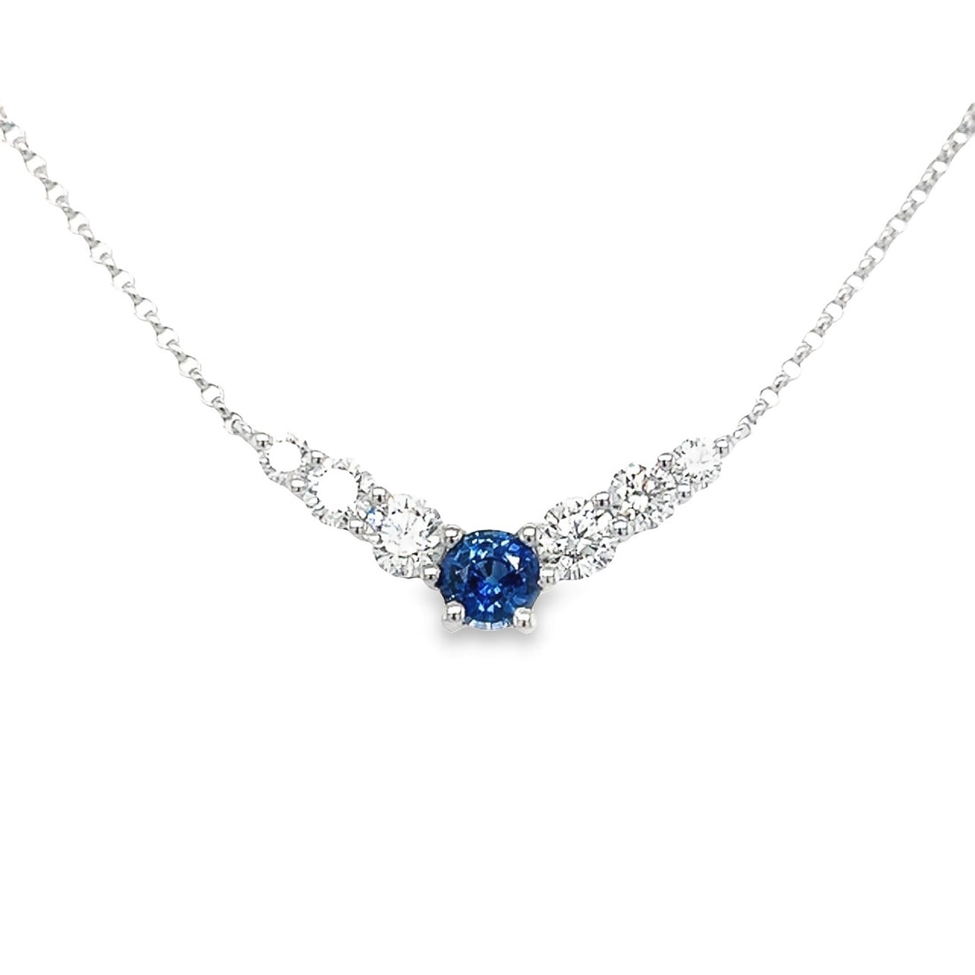 18kt White Gold Natural Sapphire And Natural Diamonds Pendant (0.88ct)