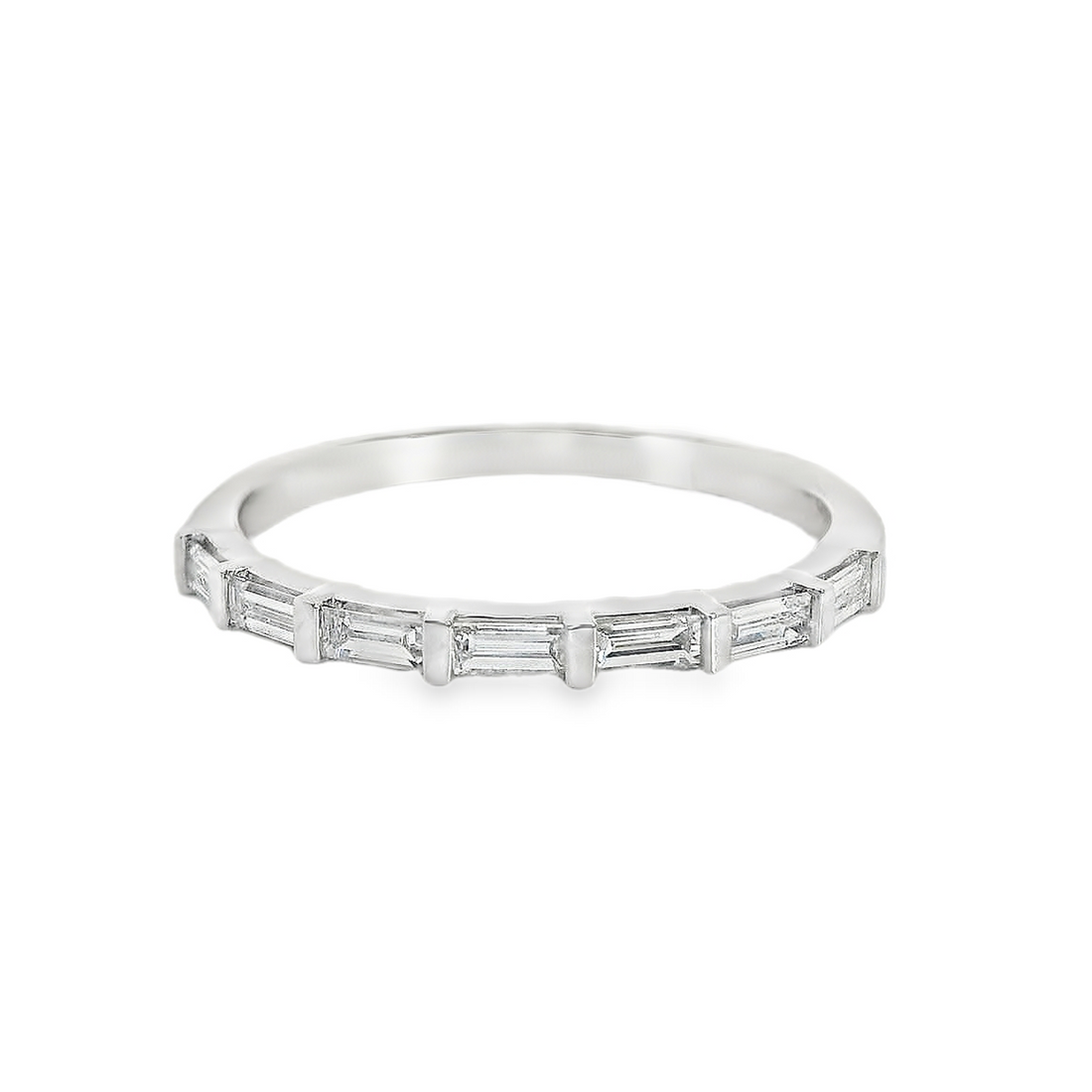 18kt White Gold Natural Baguette Diamond Wedding Ring (.31ct)