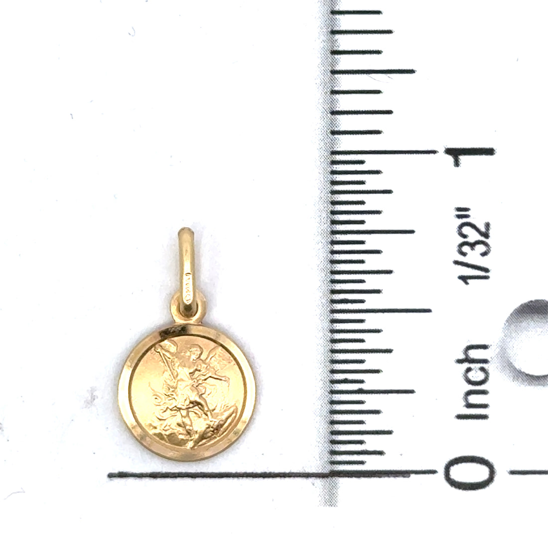 18kt Yellow Gold 11mm Italian Made St. Michael Charm (1.5g)