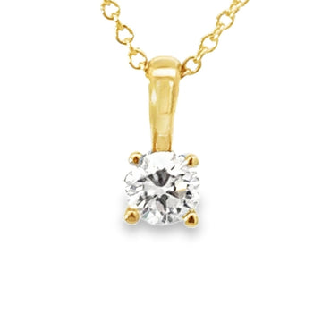 14kt Yellow Gold Lab-Grown Round Solitaire Diamond Pendant (.33ct)