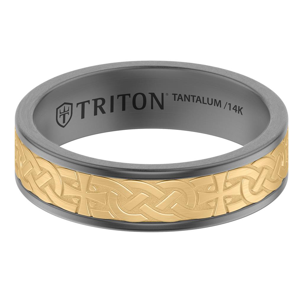 Triton 14kt Yellow Gold & Tantalum Tu-Tone 6mm Celtic Matte Finish Wedding Ring