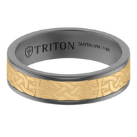 Triton 14kt Yellow Gold & Tantalum Tu-Tone 6mm Celtic Matte Finish Wedding Ring
