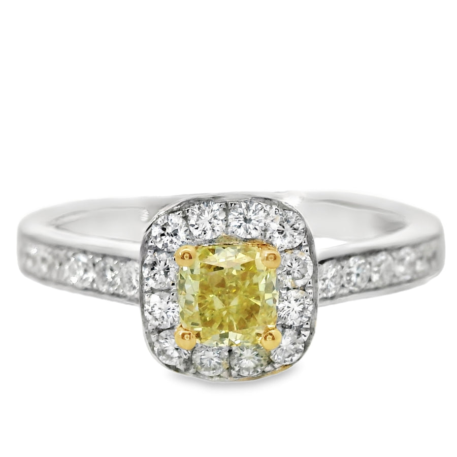 18kt White Gold Natural Cushion Diamond Engagement Ring (0.89ct)