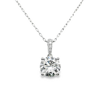 18kt White Gold Lab-Grown Round Diamond and Natural Round Diamond Pendant (2.74ct)
