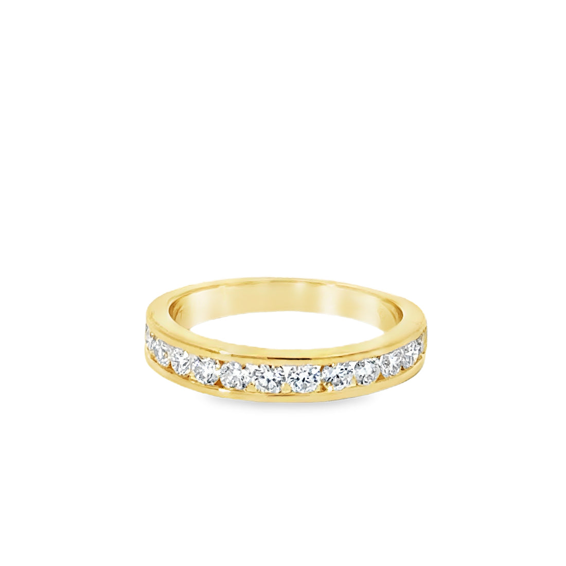 18K Yellow Gold Natural Round Diamond Wedding Band (.67ct)