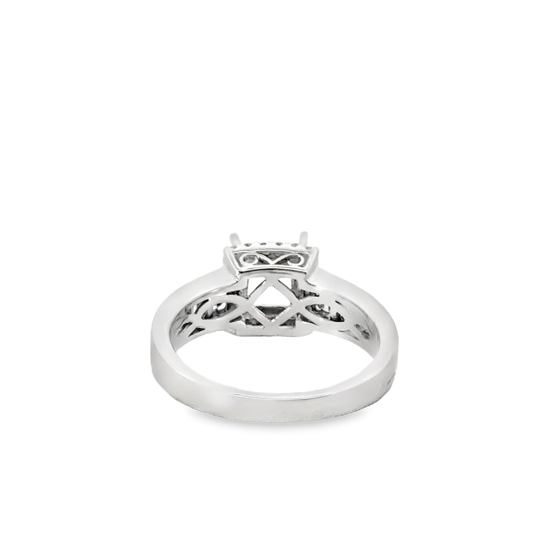 18kt White Gold Natural Baguette and Round Diamond Semi-Mount Ring (.60ctw)