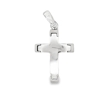 18K White Gold Italian Made Cross Pendant (2.83g)