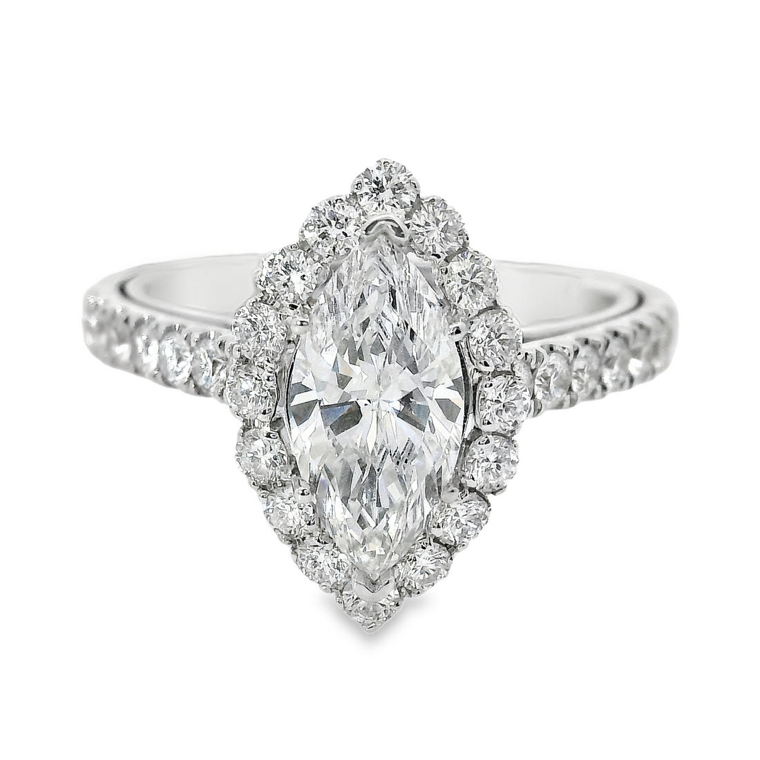 18kt White Gold Lab-Grown Marquise Diamond Engagement Ring (1.66ct)