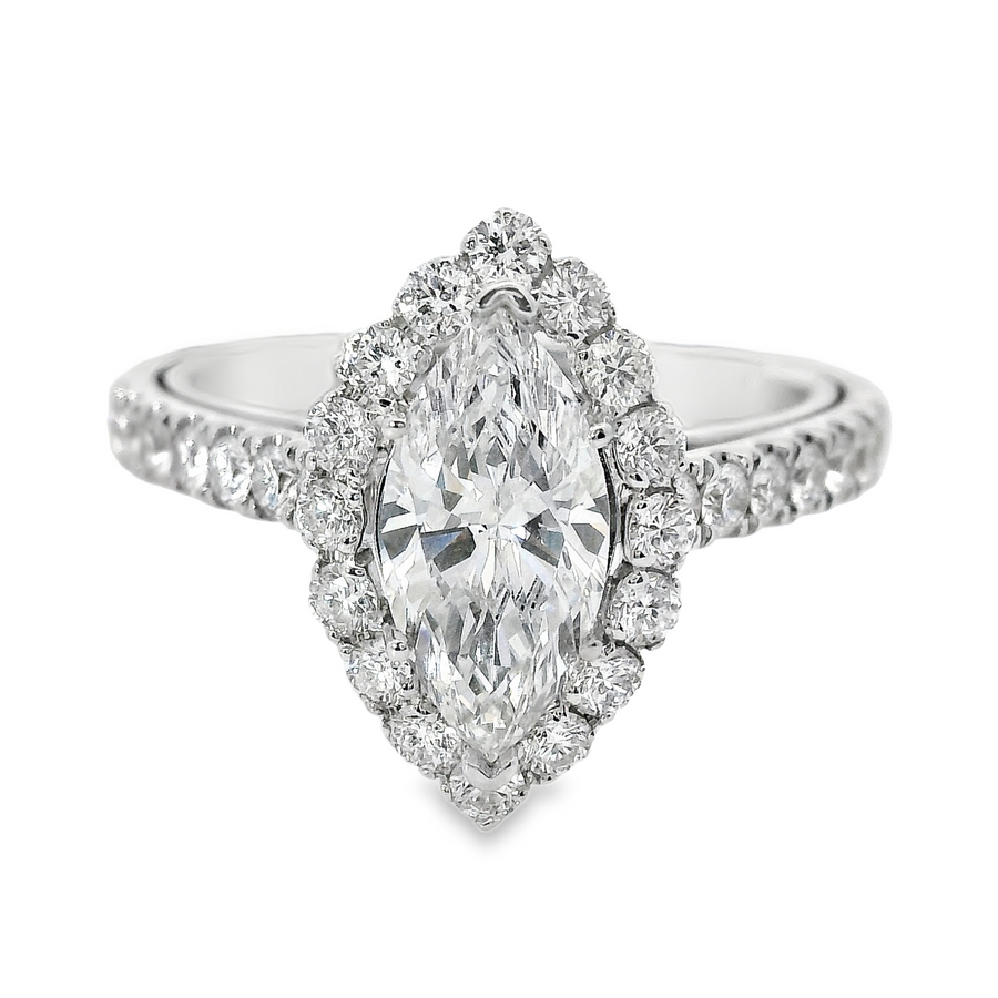 18kt White Gold Lab-Grown Marquise Diamond Engagement Ring (1.66ct)