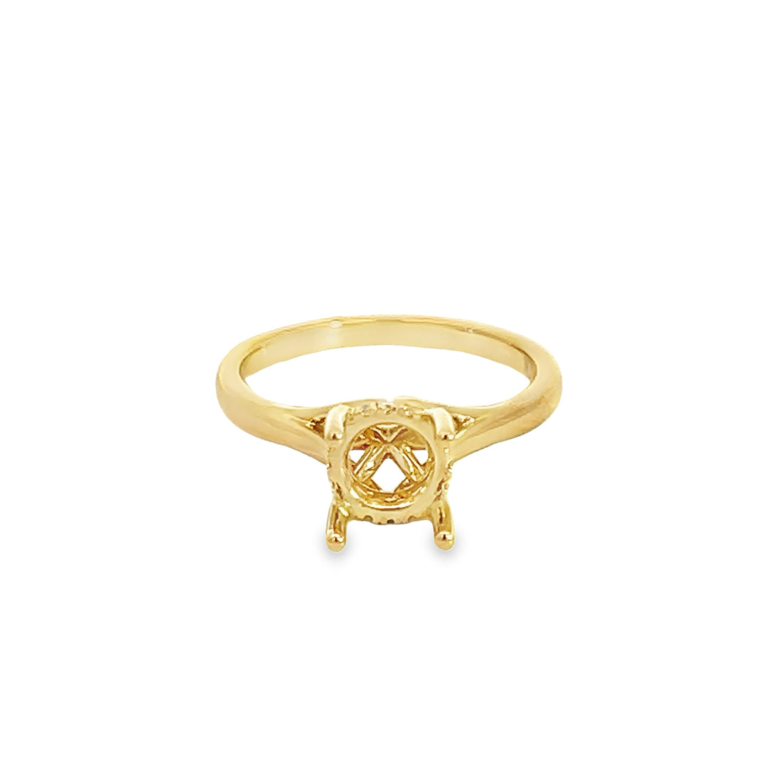 18K Yellow Gold Round Diamond Semi-Mount Ring (.06ct)