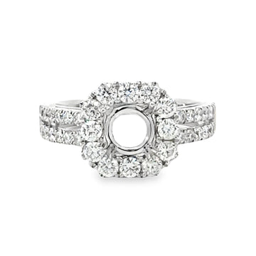 18kt White Gold Halo Natural Diamonds Semi-Mount Ring (1.03ct)