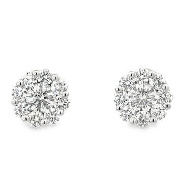 18kt White Gold Natural Diamonds Cluster Earrings (2.19ct)