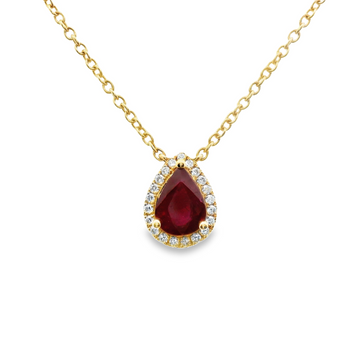 18kt Rose Gold Natural Pear Ruby and Natural Diamonds Pendant (1.0ct)