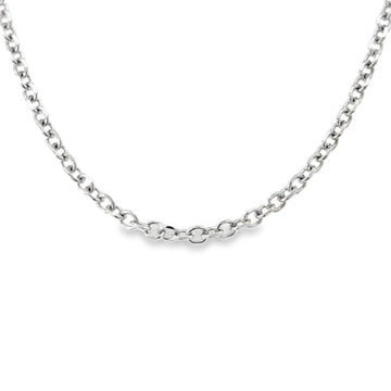 14K White Gold 18" 2.5mm Diamond Cut Cable Link Chain