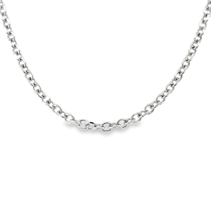 14K White Gold 18" 2.5mm Diamond Cut Cable Link Chain