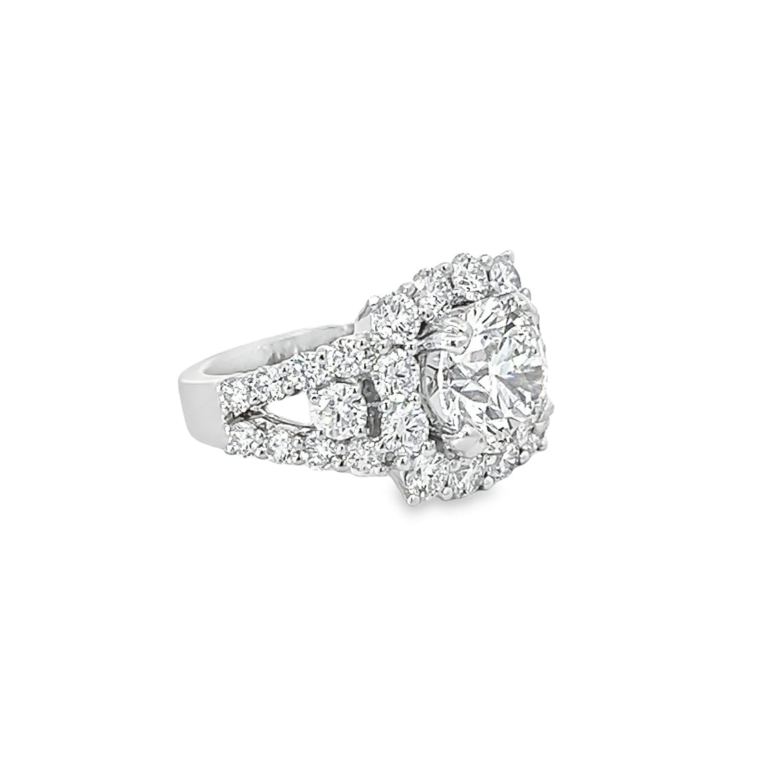 18K White Gold Natural (2.24ct) and Lab-Grown Round Diamond (3.03ct) Engagement Ring